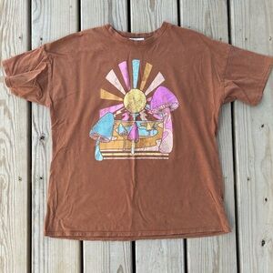 Stitch & Pine Mushroom T-shirt XS Tie‎ Dye Brown Mushrooms Foraging Nature